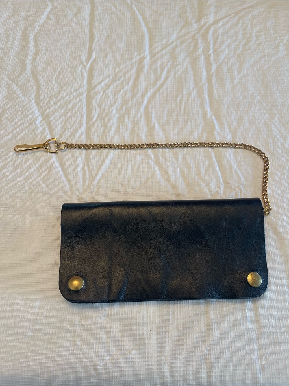 Enger Kress Vintage Dead-stock Black Leather Trucker/Biker Wallet NWT